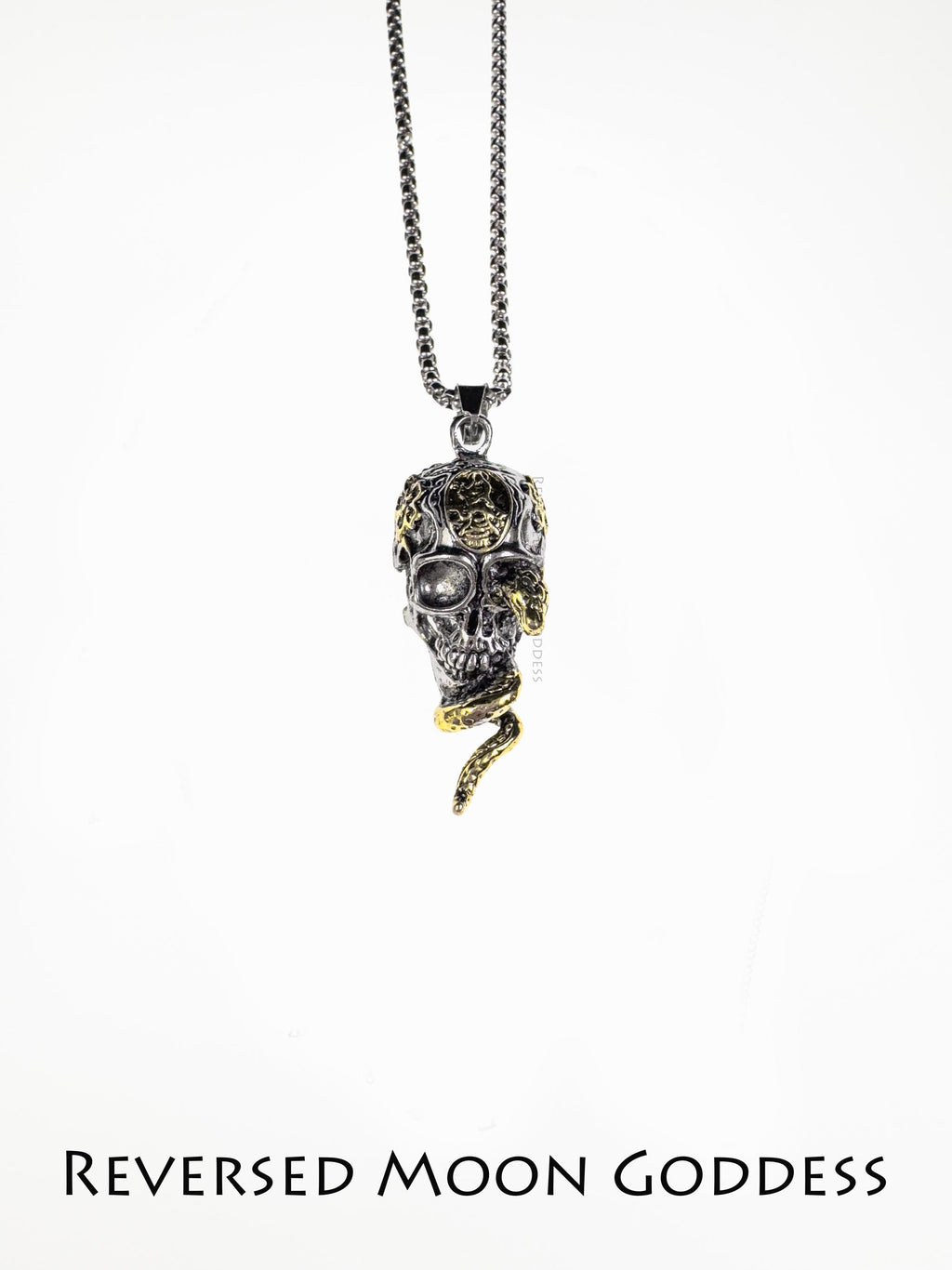 Gothic Skull Snake Pendant Necklace: 925 Silver Unisex Jewelry