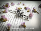 Raven Skull Necklace, Gothic Crow Skull Pendant, Dark Fantasy Bird Skull Jewelry for Alternative Punk Style, Memento Mori Gift for Gothic