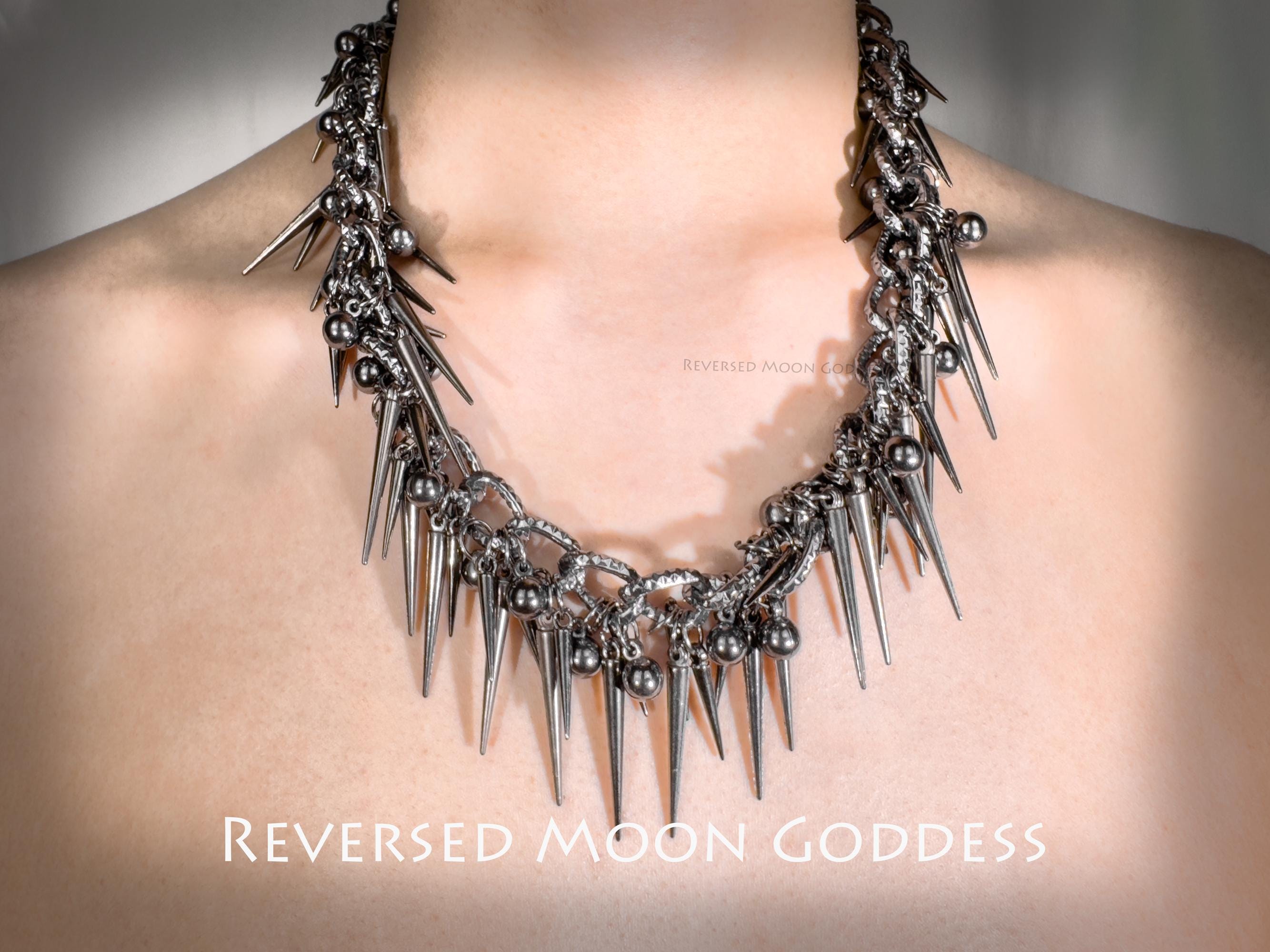 Punk Spike Chain Necklace: Y2K Gothic Rivet Accessory