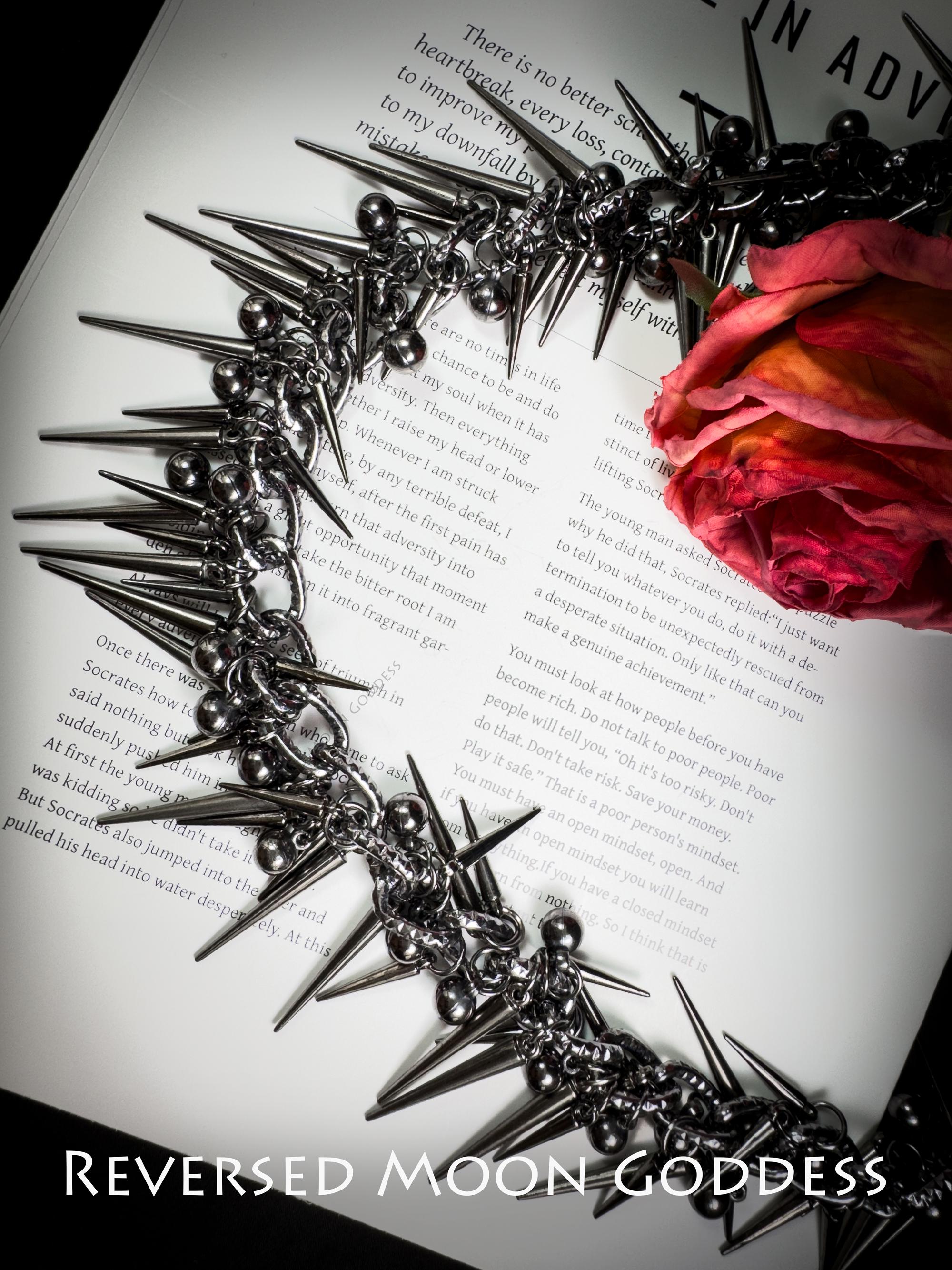 Punk Spike Chain Necklace: Y2K Gothic Rivet Accessory