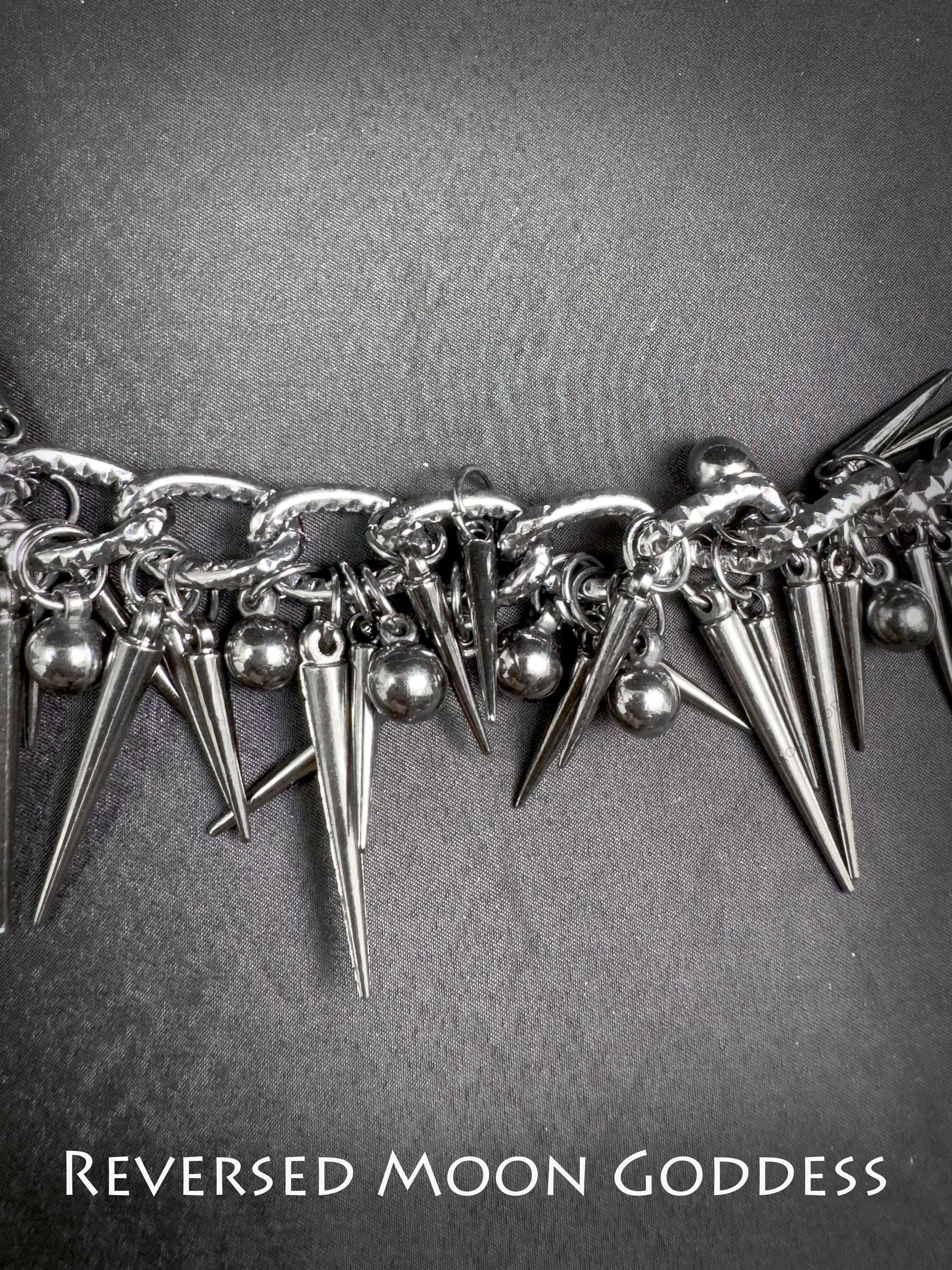 Punk Spike Chain Necklace: Y2K Gothic Rivet Accessory