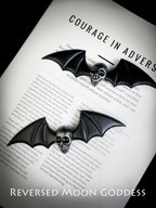 Gothic Skull & Bat Wing Hair Clips: Halloween Cosplay Barrettes - Set of 3