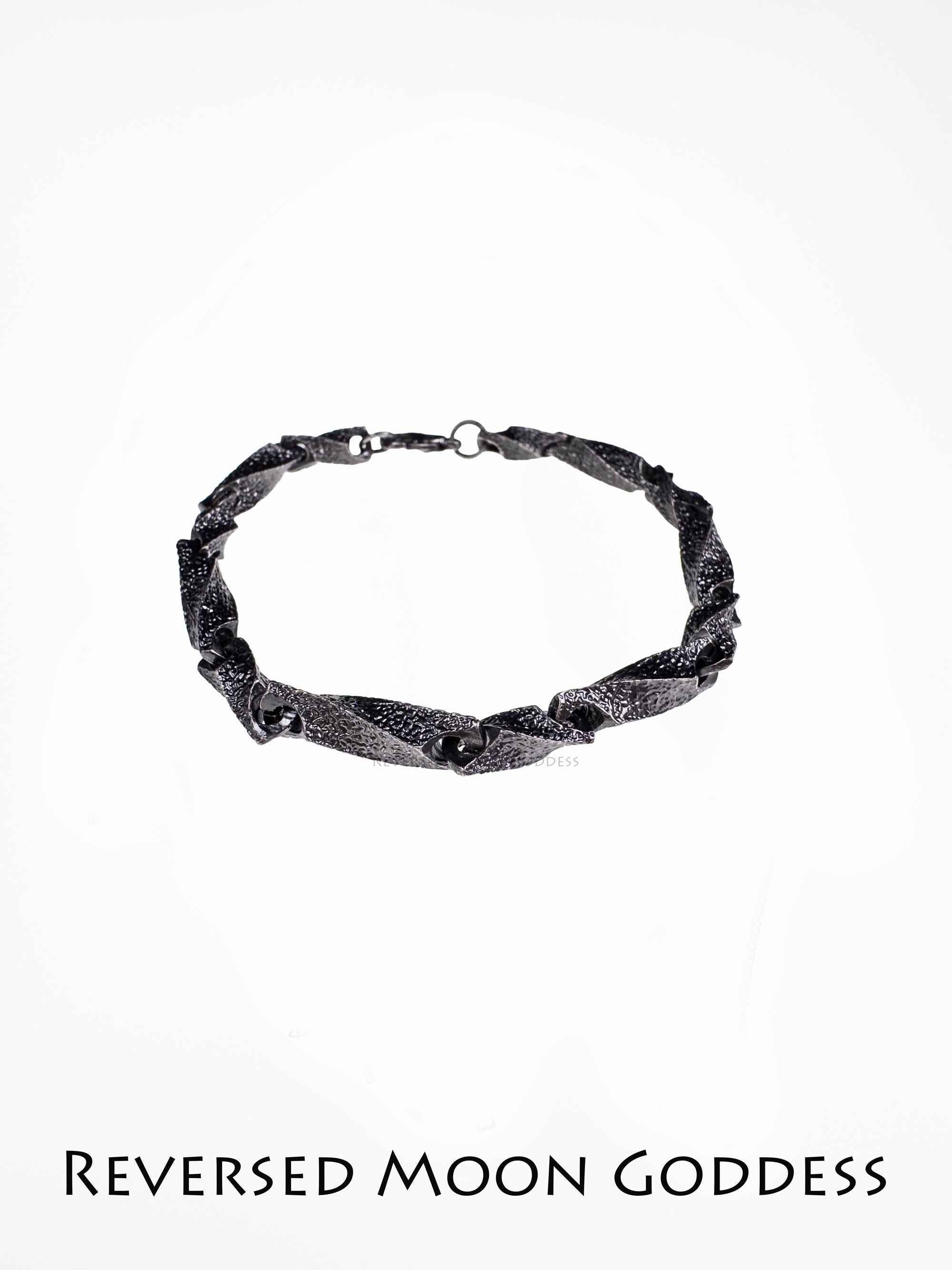 Unisex Black Tungsten Steel Bracelet • Polished Titanium Chain Jewelry for Gothic Lolita, Minimalist Style, Dark Elegance & Daily Wear Gift