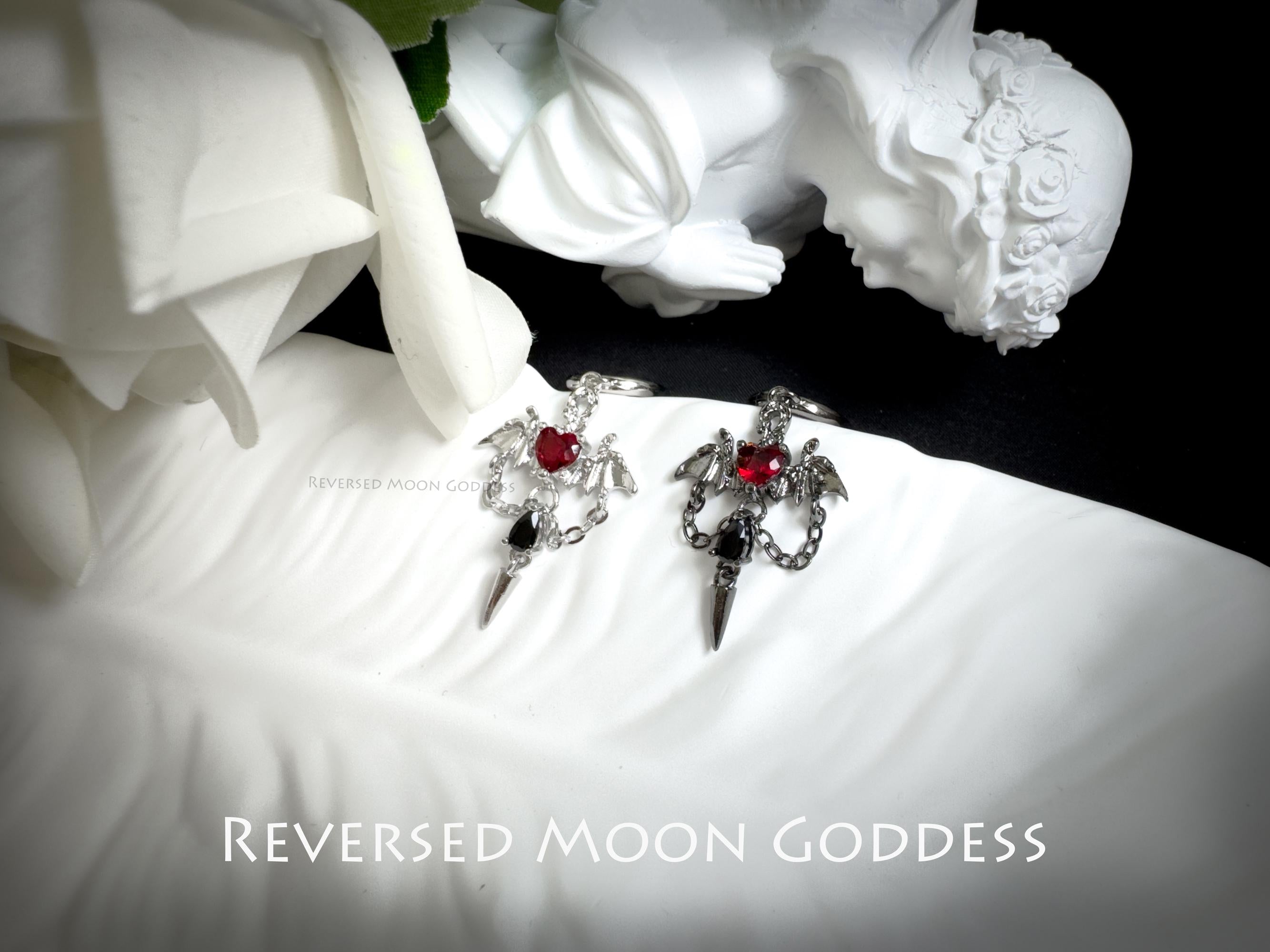 Gothic Devil Wing Earrings, Halloween Evil Eye Jewelry, Dark Lolita Thorn Jewelry, Celestial Chain, Gothic Lolita Earrings, gift for her