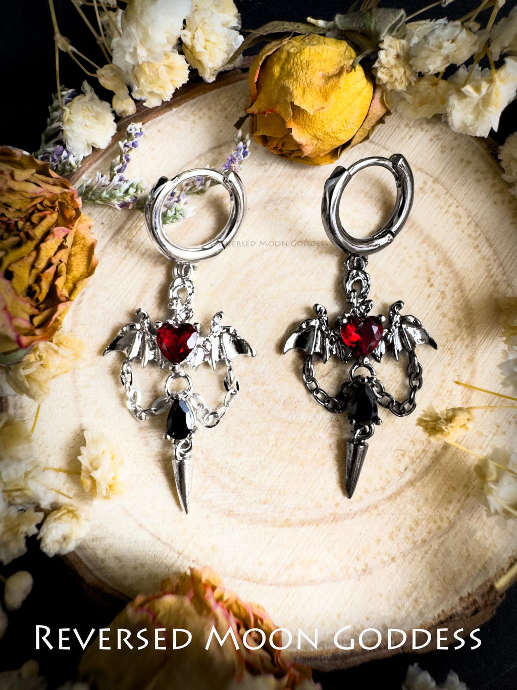 Gothic Devil Wing Earrings, Halloween Evil Eye Jewelry, Dark Lolita Thorn Jewelry, Celestial Chain, Gothic Lolita Earrings, gift for her