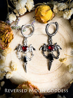 Gothic Devil Wing Earrings, Halloween Evil Eye Jewelry, Dark Lolita Thorn Jewelry, Celestial Chain, Gothic Lolita Earrings, gift for her