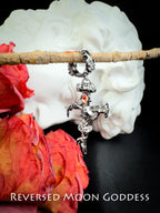 Dark Gothic Rose Sword Earrings • Red Zircon Blade Studs for Women • Cold Enamel Gothic Weapon Jewelry for Cosplay & Statement Looks • Gift