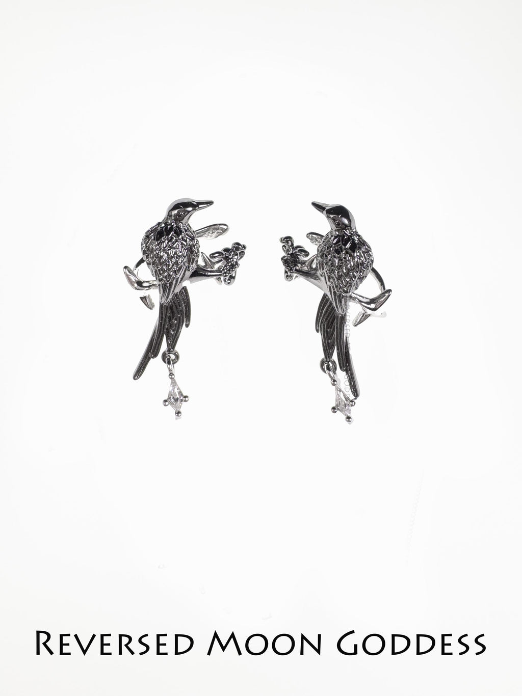 Gothic Crow Ear Clip • Non-Pierced Zircon Earring • Inspired by Celtic Mysticism & Shin Designs • Perfect for Cosplay, Gothic Lolita, Gift