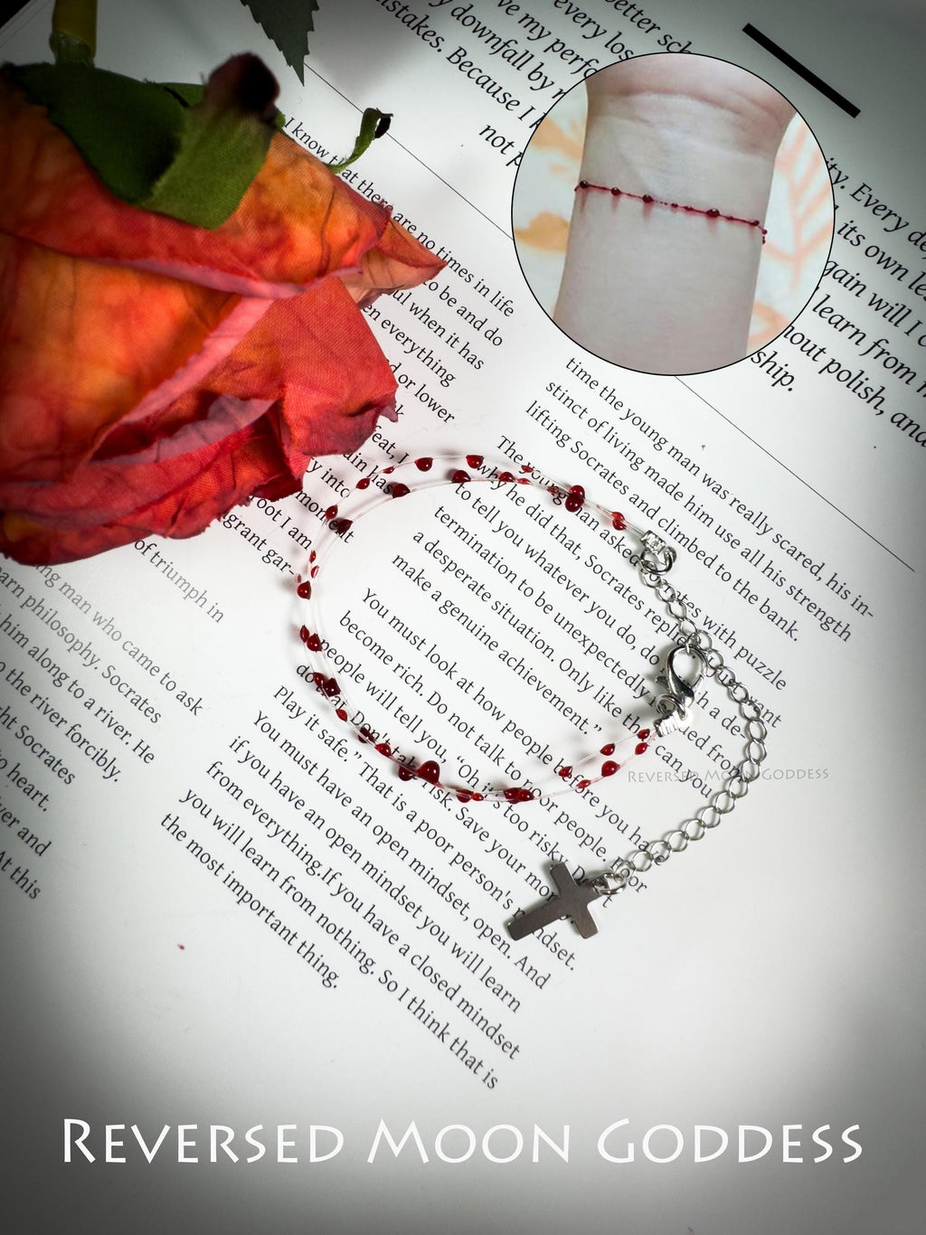Gothic Blood Drop Necklace • Red Crystal Choker with Layered PU Leather • Gothic Lolita Jewelry for Women, Men & Cosplay