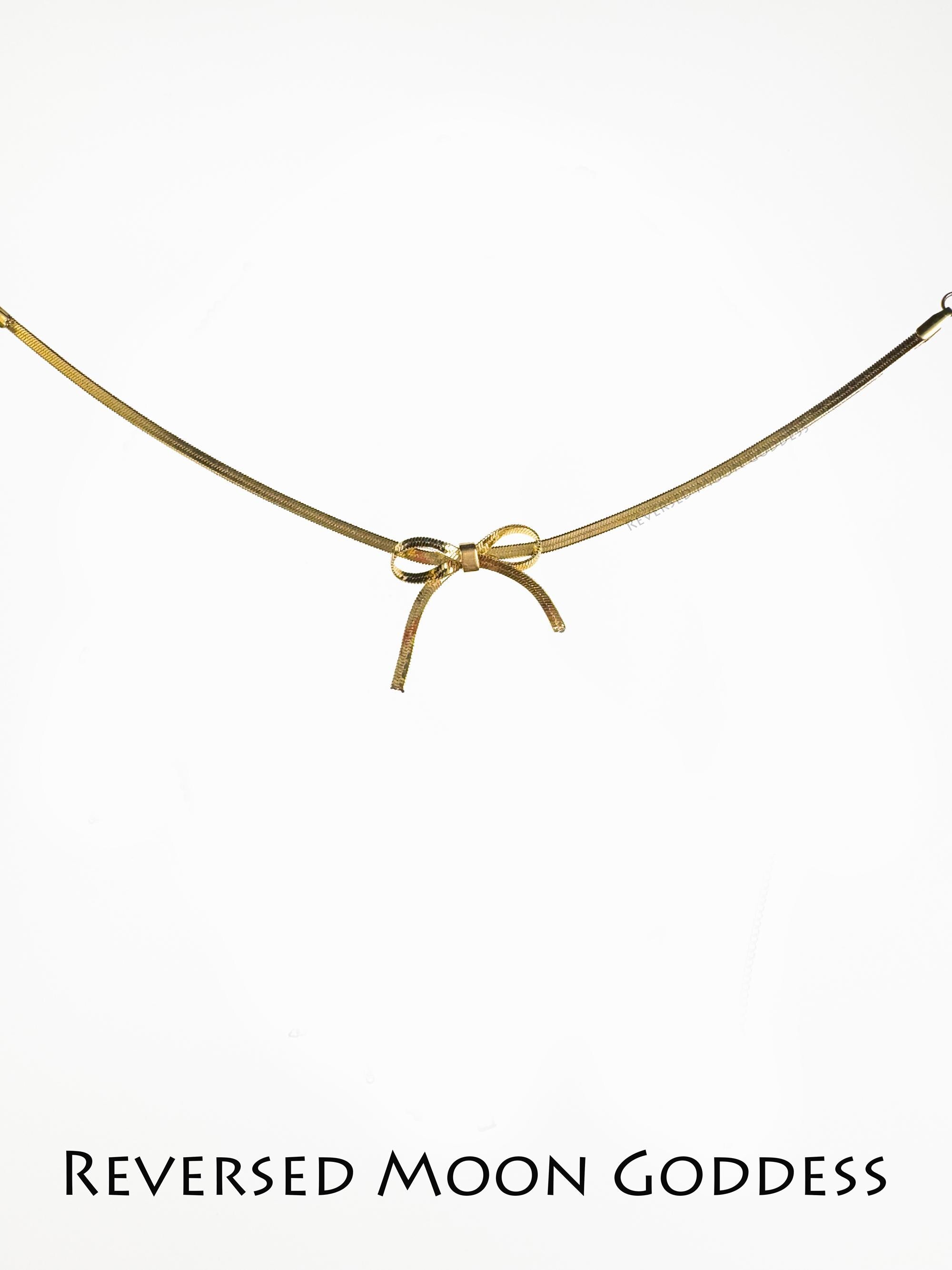 Dainty Gold Bow Necklace and Earrings Set • Minimalist Knot Jewelry for Women • Cottagecore Bridal Accessories & Wedding Bridesmaid Gift