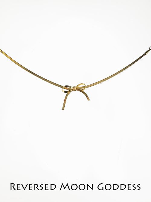 Dainty Gold Bow Necklace and Earrings Set • Minimalist Knot Jewelry for Women • Cottagecore Bridal Accessories & Wedding Bridesmaid Gift