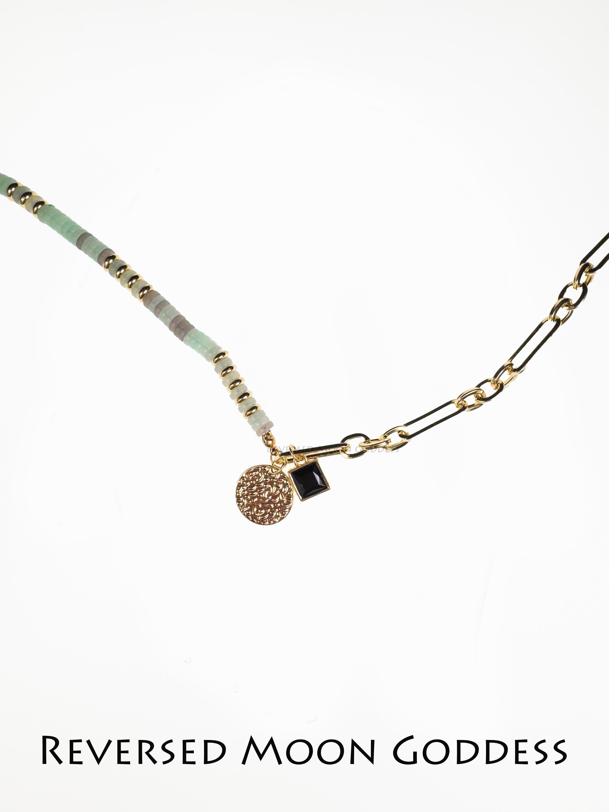 Asymmetric Beaded Bohemian Necklace • Gold-Plated Pendant Beach Bracelet • Vintage Patchwork-Inspired Colorful Statement Jewelry , Best Gift