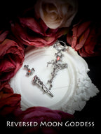 Dark Gothic Rose Sword Earrings • Red Zircon Blade Studs for Women • Cold Enamel Gothic Weapon Jewelry for Cosplay & Statement Looks • Gift