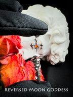 Dark Gothic Rose Sword Earrings • Red Zircon Blade Studs for Women • Cold Enamel Gothic Weapon Jewelry for Cosplay & Statement Looks • Gift
