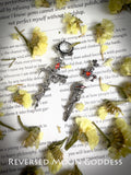 Dark Gothic Rose Sword Earrings • Red Zircon Blade Studs for Women • Cold Enamel Gothic Weapon Jewelry for Cosplay & Statement Looks • Gift