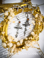 Gothic Rose Cross Necklace & Thorn Earrings: Asymmetric Zircon Jewelry