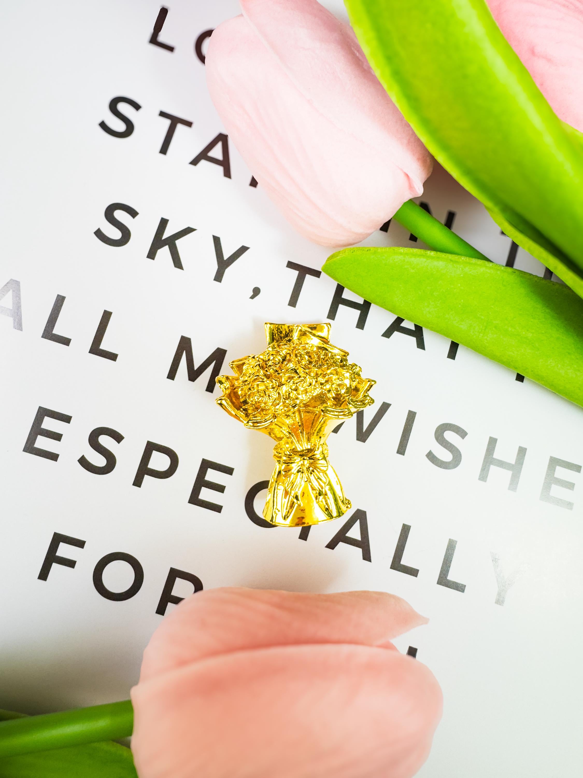 Handmade Gold-Plated Eternal Flower Ornament: Blooming Bouquet Keepsake