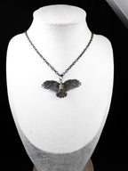 Gothic Raven Pendant Necklace: Black Hawk Amulet, Stainless Steel Chain