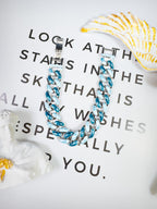 Blue Enamel Cuban Link Bracelet: Iced Out Hip Hop Chain