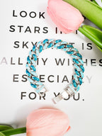 Blue Enamel Cuban Link Bracelet: Iced Out Hip Hop Chain