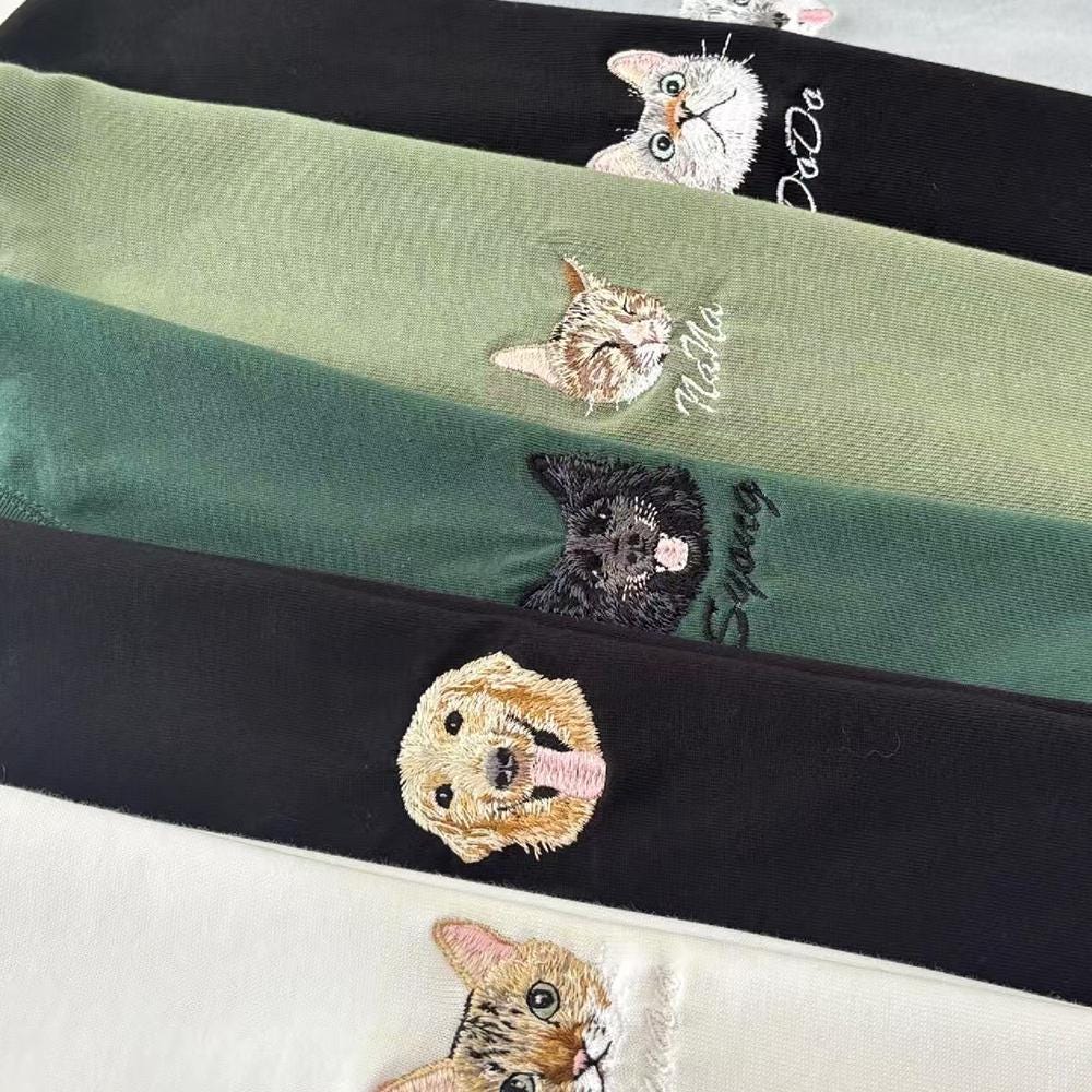 Custom Embroidered Pet Portrait Shirt: Comfort Colors Cat & Dog Tee